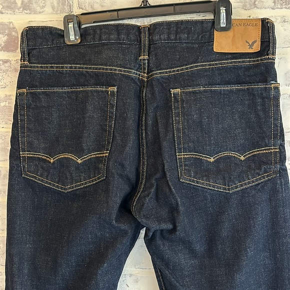 American Eagle Men’s Relaxed Fit Straight Jeans Dark Wash Denim Size 34 x 34 - Picture 7 of 9